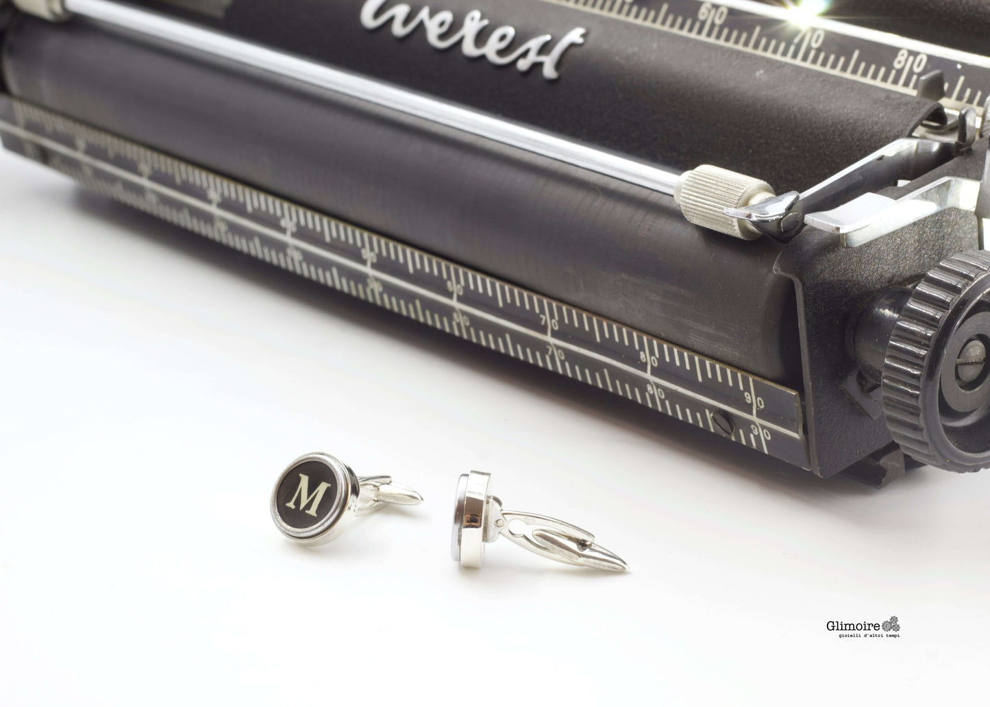 Gemelli in argento con iniziali - tasti da scelta art.343