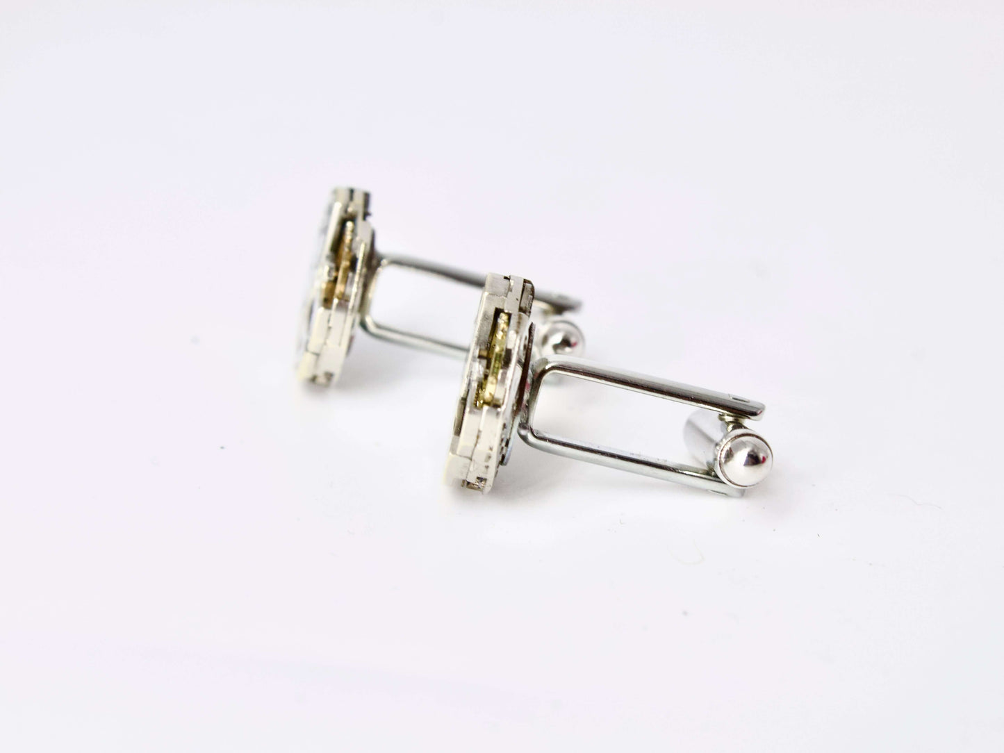 Gemelli da camicia Glimoire in metallo con meccanismi orologio, raffinati e unici per ogni occasione