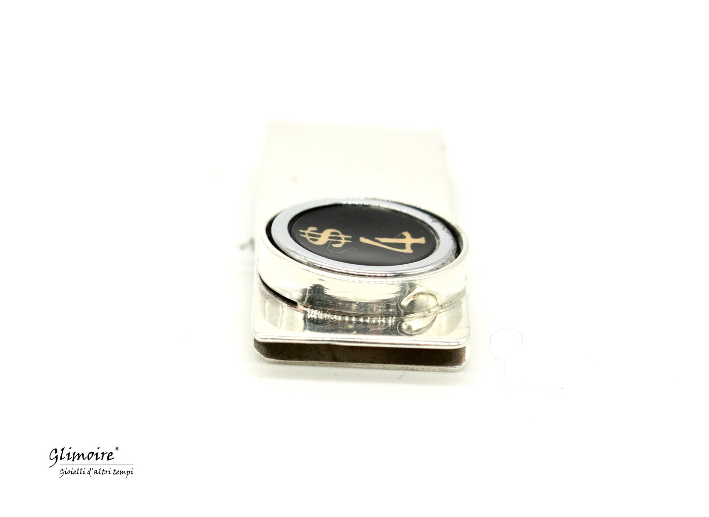Fermasoldi artigianale argento tasti macchina da scrivere con design vintage Glimoire