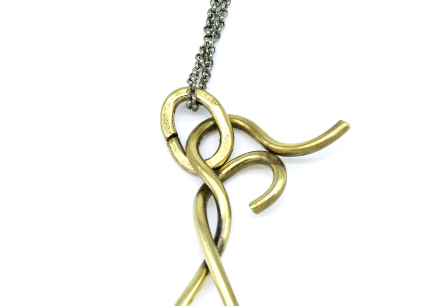 Collana Glimoire con pendente ottone intrecciato meccanismo fatto a mano design artigianale unico