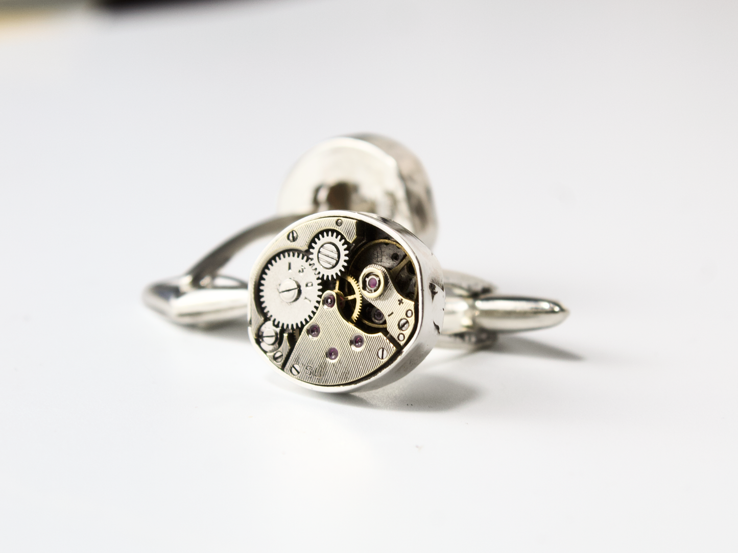 Gemelli in argento con meccanismi Tondi art.475