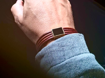 Bracciale industrial in cuoio - Onice  art.462