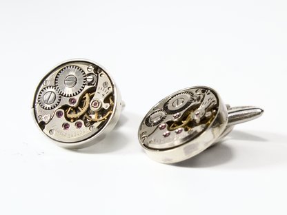 Gemelli in argento con meccanismi Tondi art.475