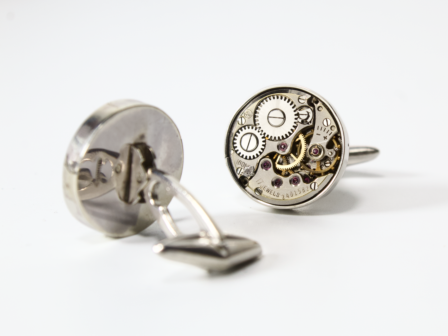 Gemelli in argento con meccanismi Tondi art.475