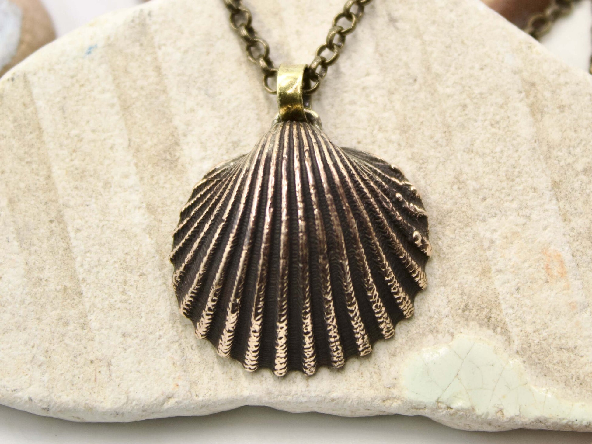 Collana conchiglia Glimoire con pendente a forma di conchiglia in metallo effetto antico