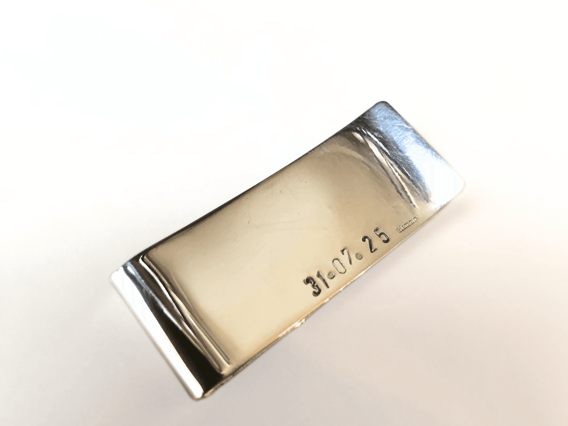 Fermasoldi artigianale argento tasti macchina da scrivere con incisione data sulla superficie liscia