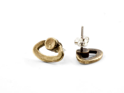 Orecchini  ispirati a sveglie con design unico in bronzo e argento