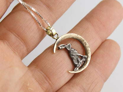 Collana Glimoire con ciondolo a forma di coniglio in argento e oro, dettaglio