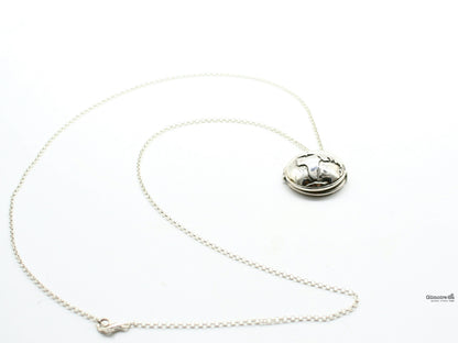 Collana Glimoire con portafoto mondo in argento, elegante e delicata con catena fine