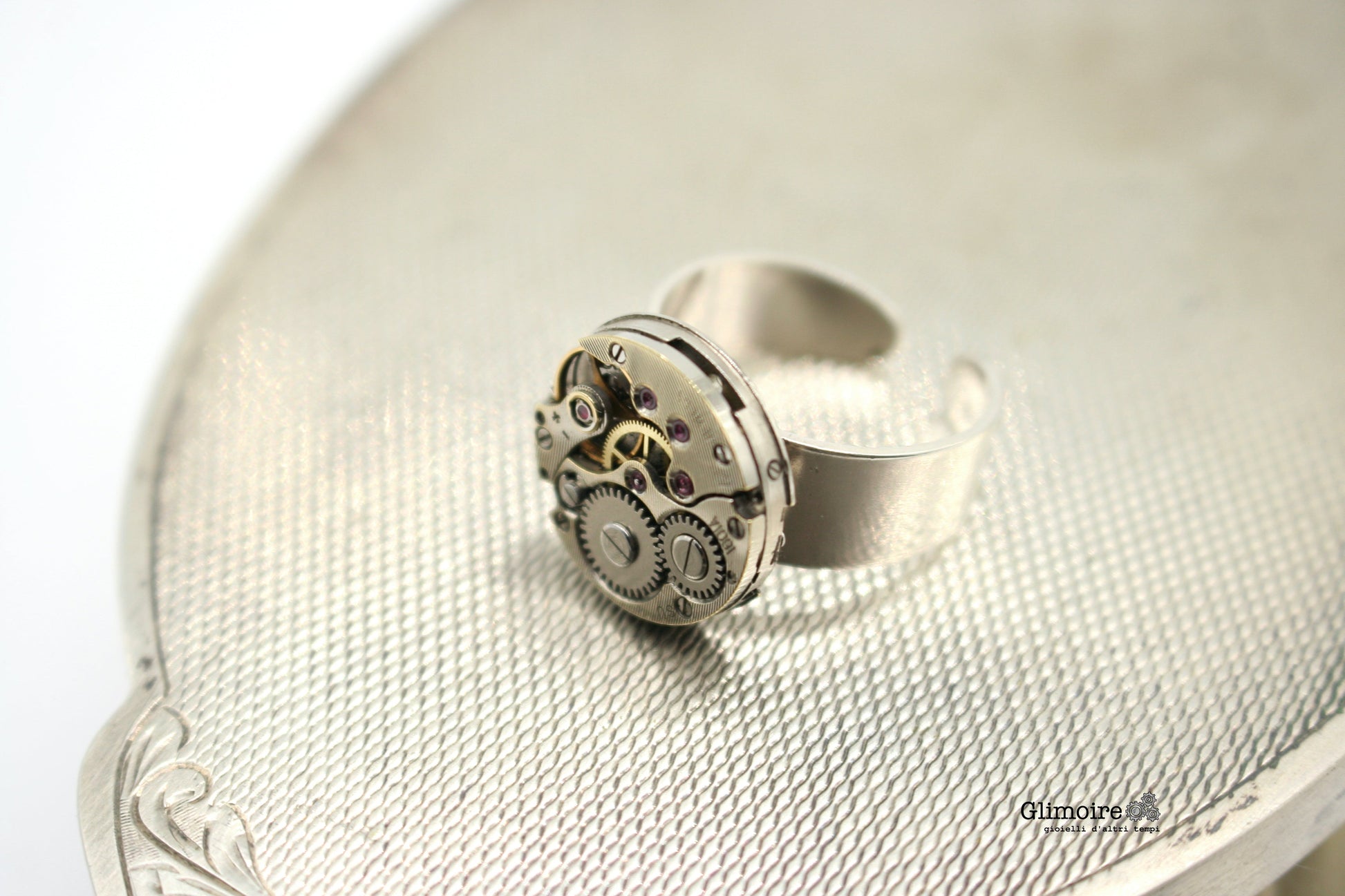 Anello regolabile in argento con meccanismo tondo art.352