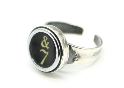 Anello in argento con tasti di macchina da scrivere design vintage Glimoire