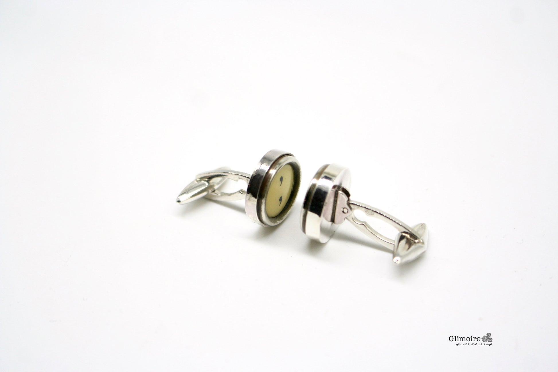 Gemelli in argento artigianali macchina da scrivere by Glimoire con design vintage elegante