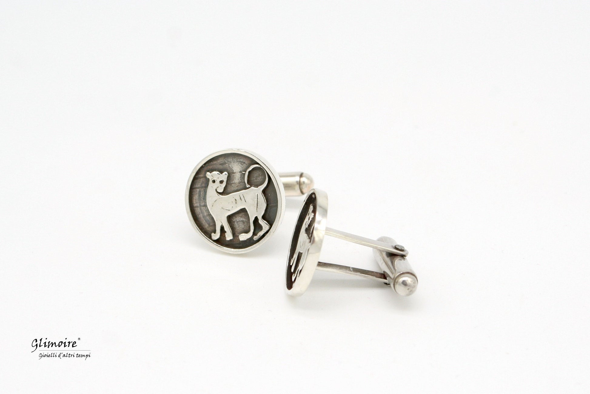 Serie etrusca - Gemelli in argento con leone etrusco art.110