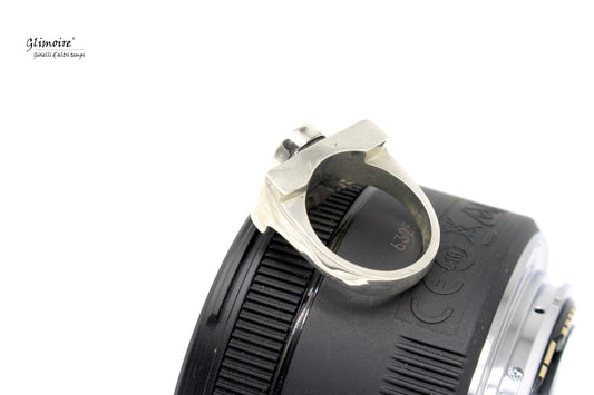 Anello fotocamera - anello in argento macchina fotografica reflex art.201 - Glimoire