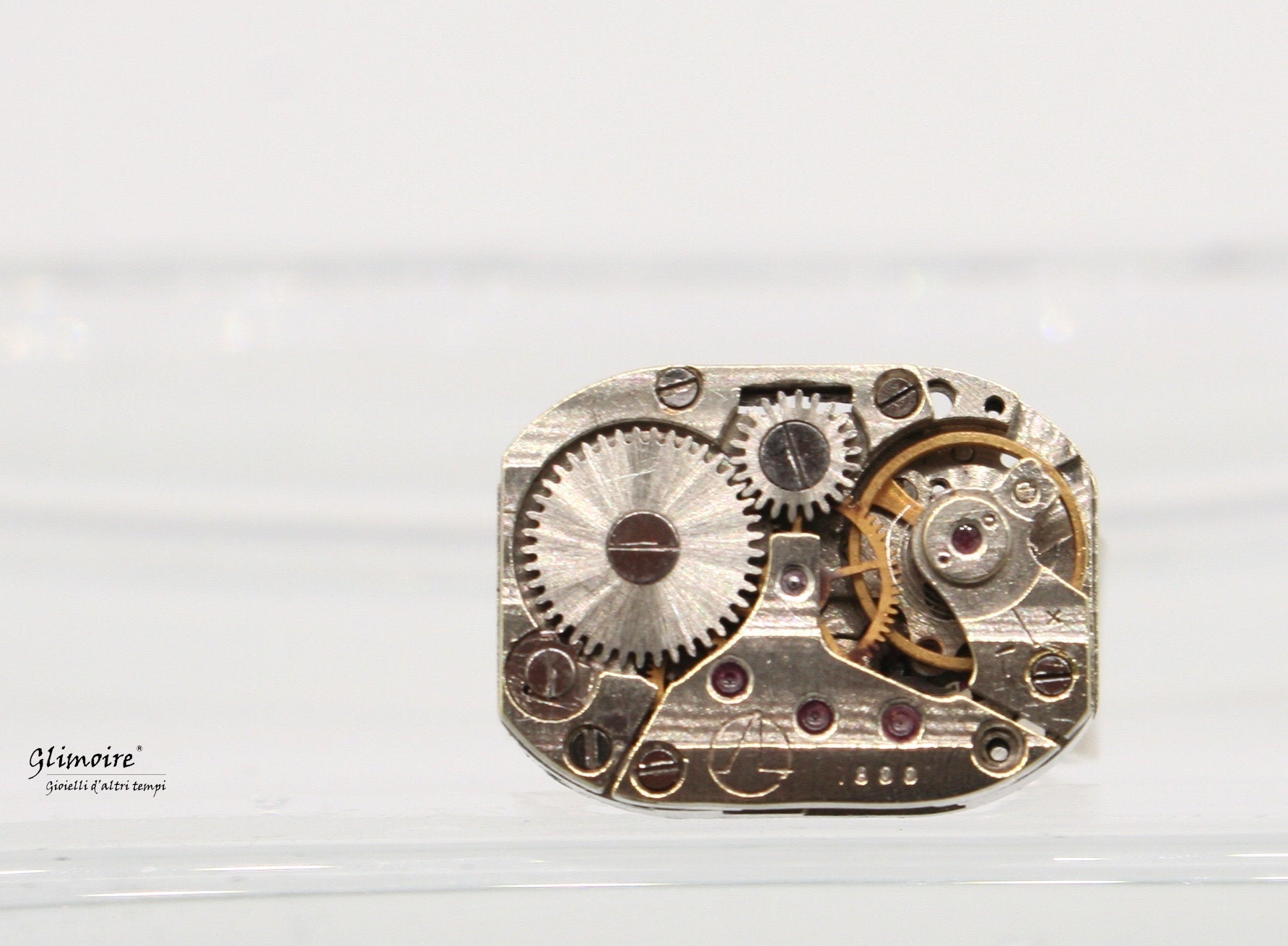 Anello meccanismo di orologio d'epoca in argento 925 (base regolabile) #222 - Glimoire