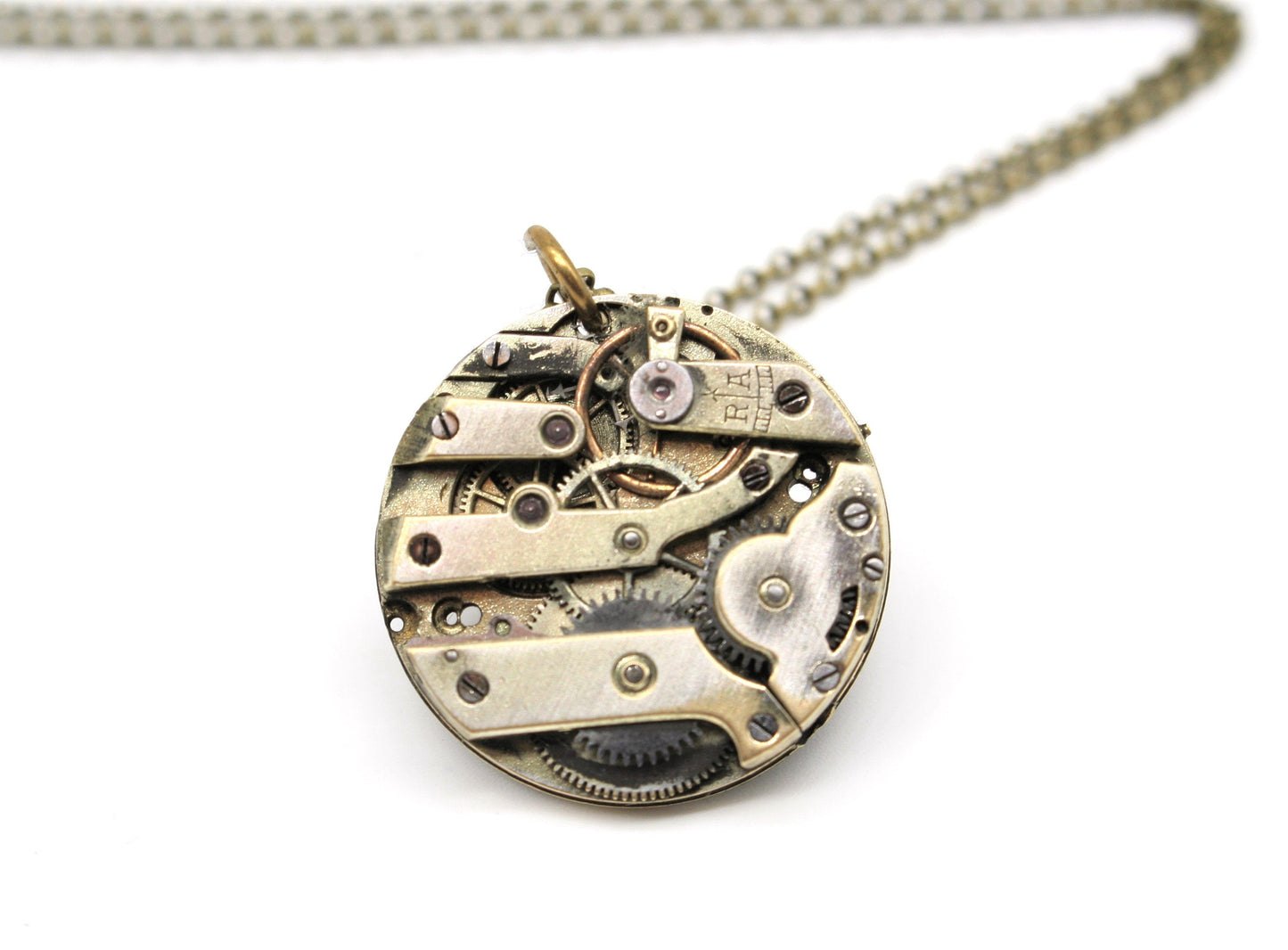Collana con movimento vintage di orologio da taschino - ciondolo con meccanismo di orologio svizzero anni '30 art.277 - Glimoire