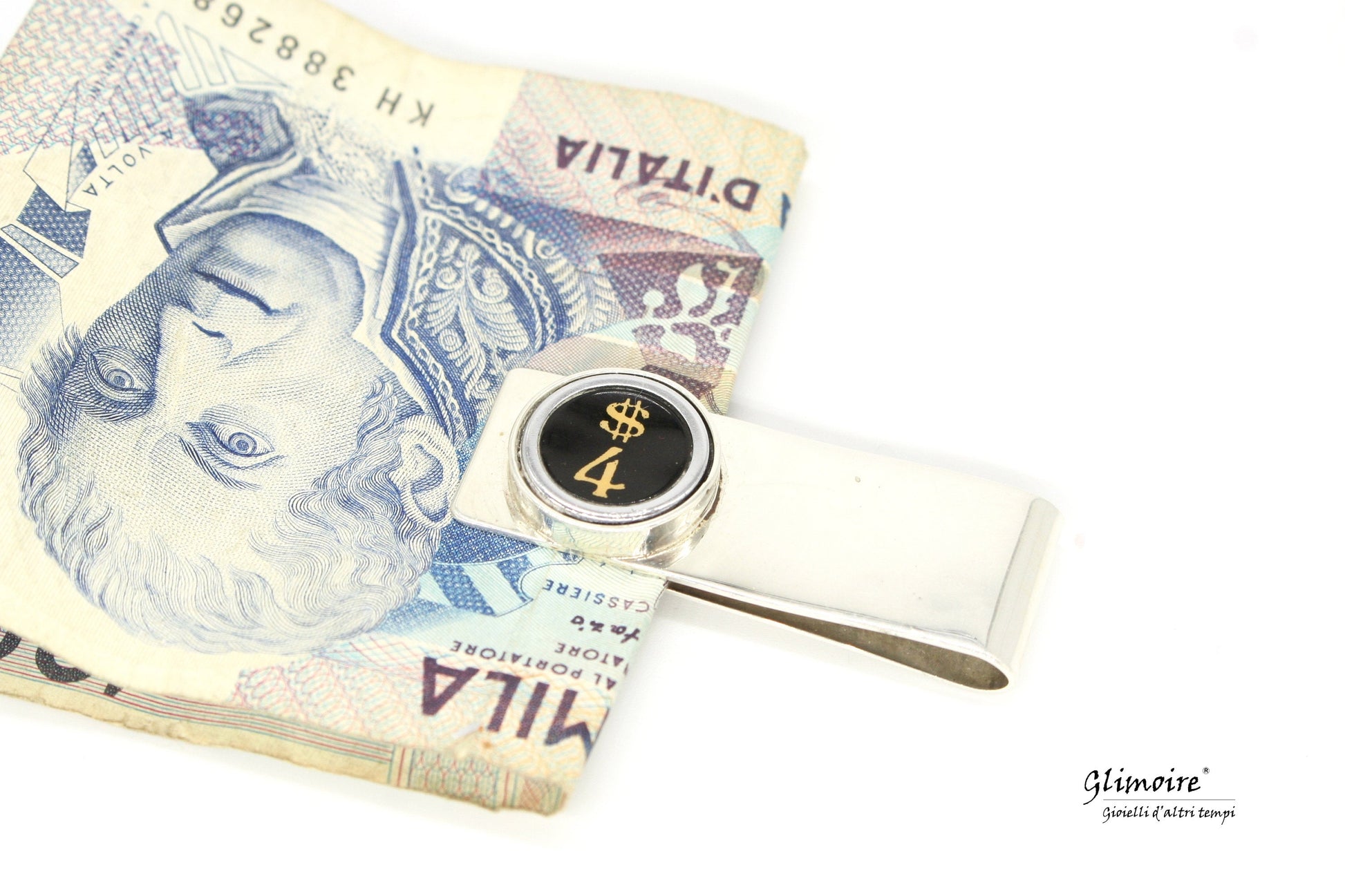Fermasoldi con dollaro realizzato con un vecchio tasto di macchina da scrivere degli anni '30 modello Smith&Corona art.281 - Glimoire