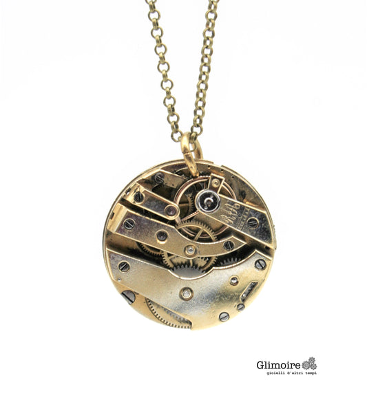 Collana con movimento vintage di orologio da taschino - ciondolo con meccanismo di orologio svizzero anni '30 art.286 - Glimoire