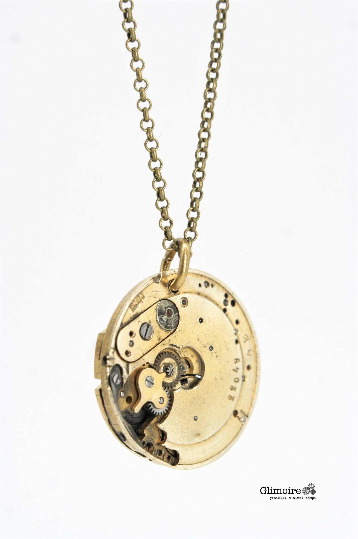 Collana con movimento vintage di orologio da taschino - ciondolo con meccanismo di orologio svizzero anni '30 art.286 - Glimoire