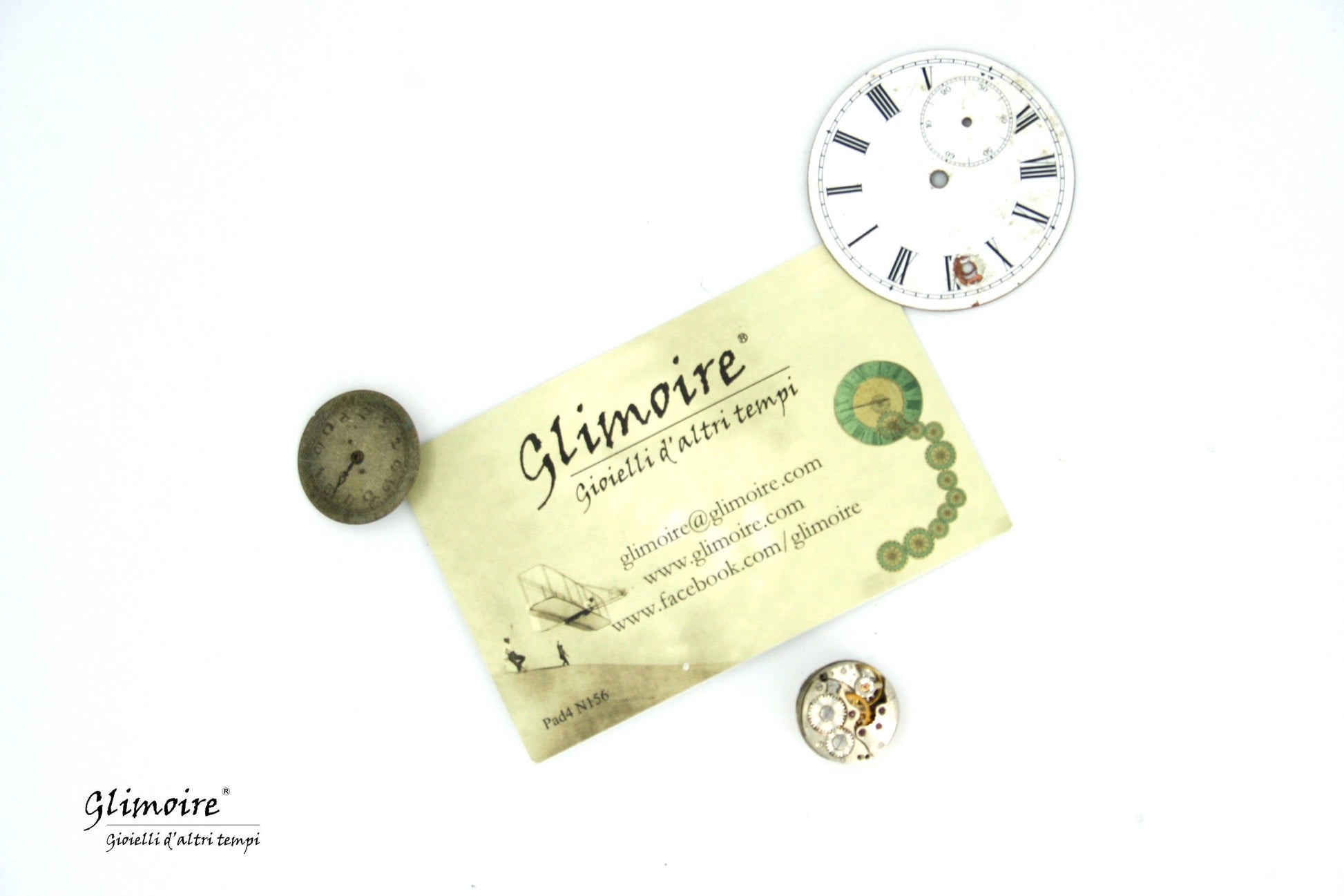Collana con movimento vintage di orologio da taschino - ciondolo con meccanismo di orologio svizzero anni '30 art.277 - Glimoire
