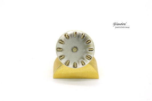 Anello meccanismo di orologio d'epoca in argento 925 e quadrante (base regolabile) art.60 - Glimoire