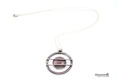 Collana Glimoire con medaglione steampunk in argento e design circolare