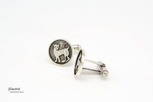 Serie etrusca - Gemelli in argento con leone etrusco art.110